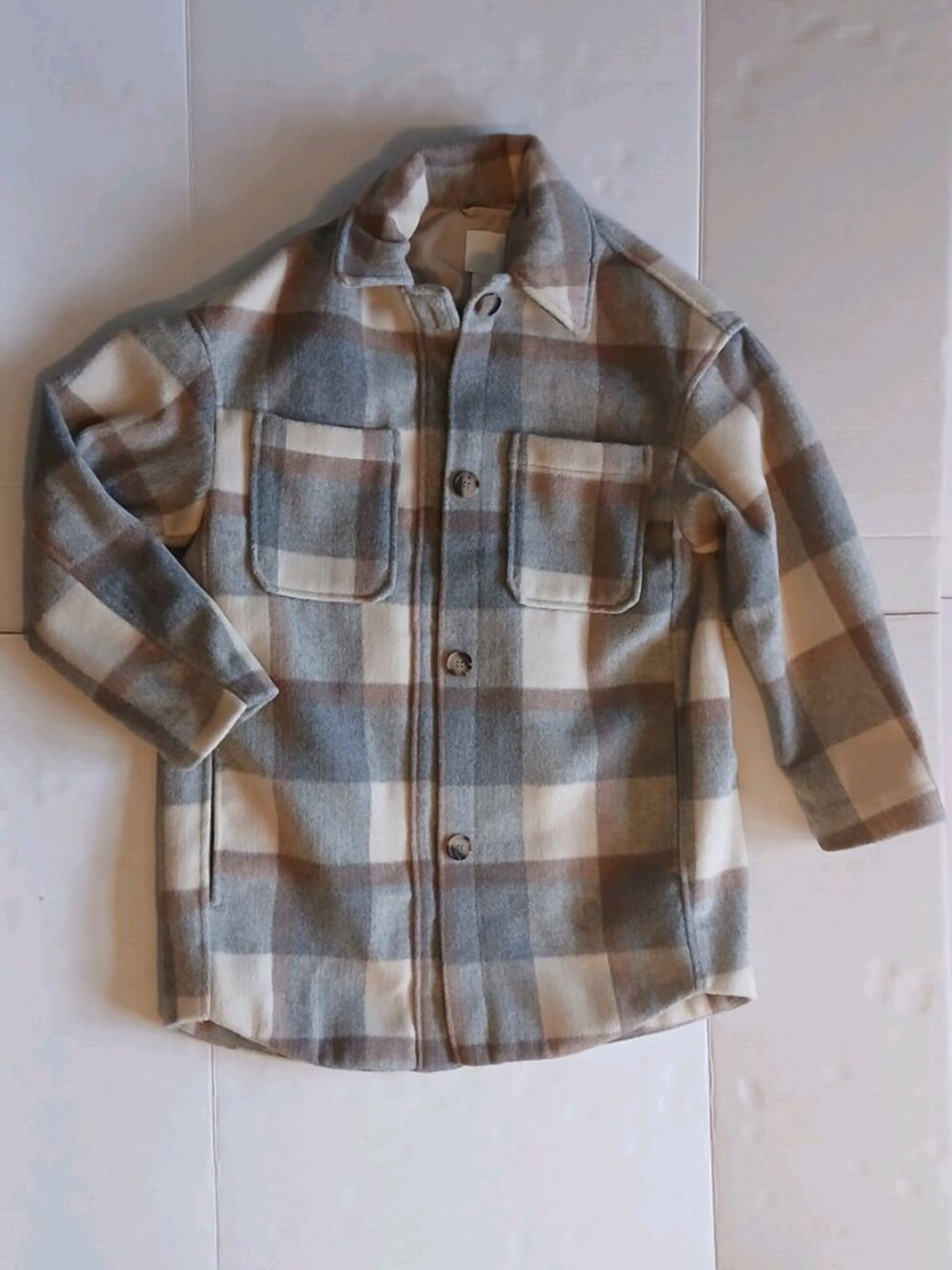 H&M Women's Brown Plaid Jacket, 1-Button, Lined, Size XS